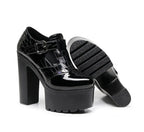 14cm Small Size 32-43 Elegant Patent Leather Mary Janes Chunky Platform Pumps 2025 Spring Block High Heels Shoes for Model Dress