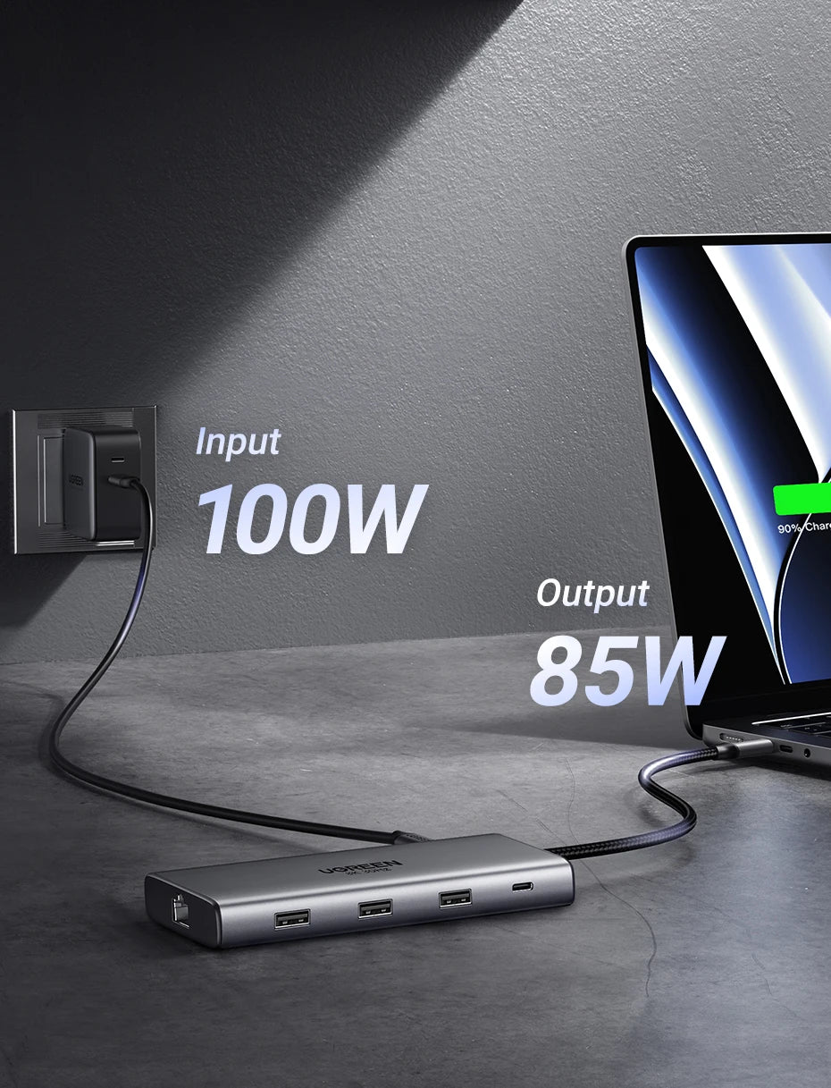 UGREEN Dual HDMI USB-C HUB 8K 4K HDMI Adapter 10 in 1 Splitter with RJ45 USB3.0 PD 100W Dock for MacBook Pro Air Laptop USB HUB