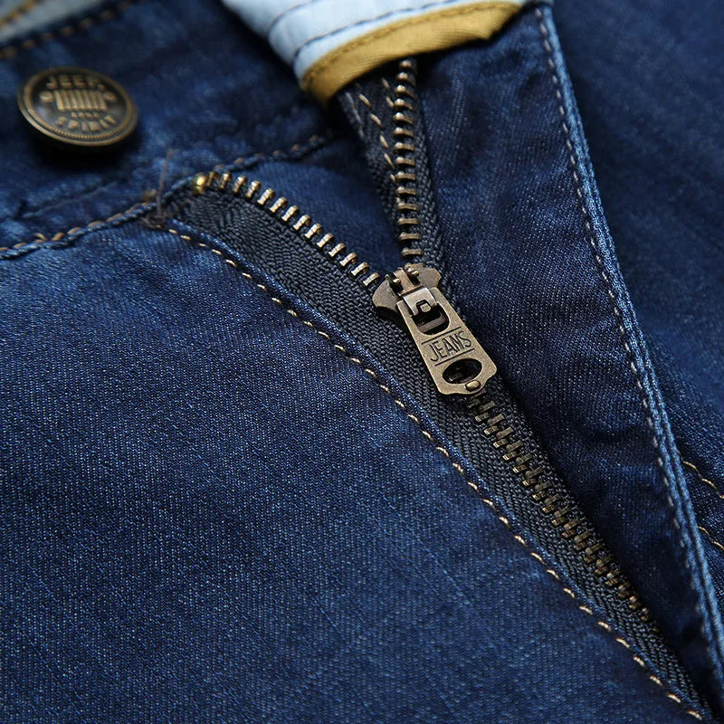 JEEP SPIRIT spring summer men's straight jeans casual loose mid-waist trousers all-match fashion business elastic denim pants