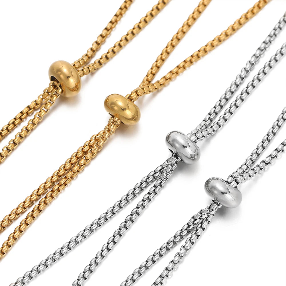 3pcs/lot 304 Stainless Steel Adjustable Slider Chains with Ball Ends for DIY Bracelet Pendants Jewelry Making Extender Chain