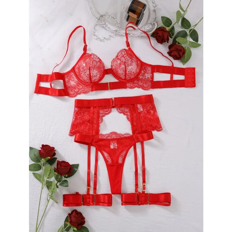 Tornova 2-piece Sexy Lingerie Set G-string Transparent Underwear Lolita Romantic Lingeries Set Sexy Bra Panties Sets Lingerie