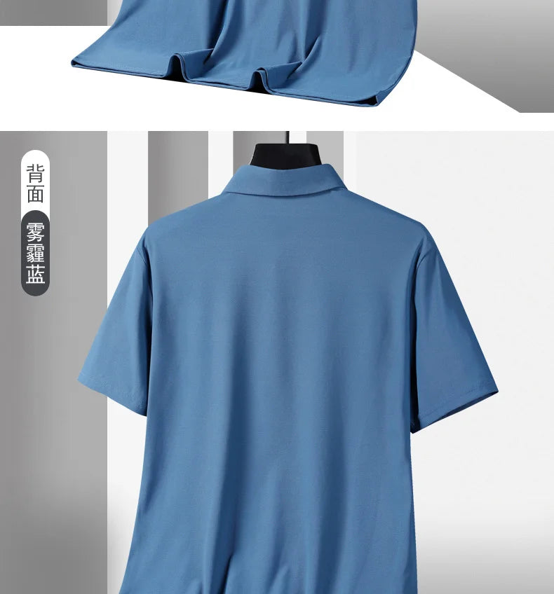 Summer Plus Size 7xl 8xl 9xl Polo Shirt Men Quick Dry Ice Silk Breathable Polo Men's Oversize Business Polo Shirt Brand Clothing