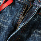 22oz Heavyweight 100% Cotton Washed Men's Selvedge Denim Jeans Taiwan Hand-spun Yarn Plant-dyed Standard Straight Fit Pants 5KM