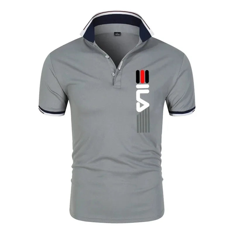 Summer New Men's Lapel  Polo Shirt printing  Short Sleeve Casual Business Fashion Slim Fit Polo Shirt for Men