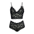 Thin Lace Flower Printed Underwear Suit Sexy Women Lingerie Set Female Adjustable Shoulder Strap Triangle Cup Bralettle