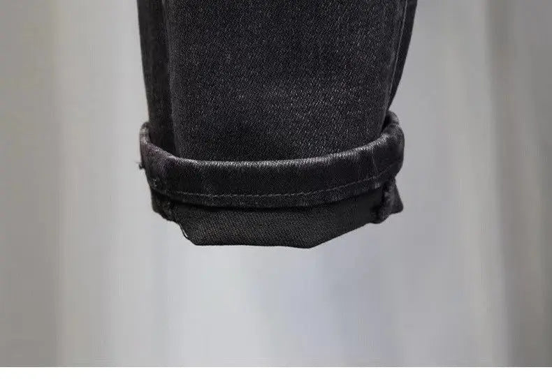 Hot-Stamped Rhinestone Men's Jeans, Trendy Brand, Stretchy Slim Fit, Embroidered and Printed Men's Trousers