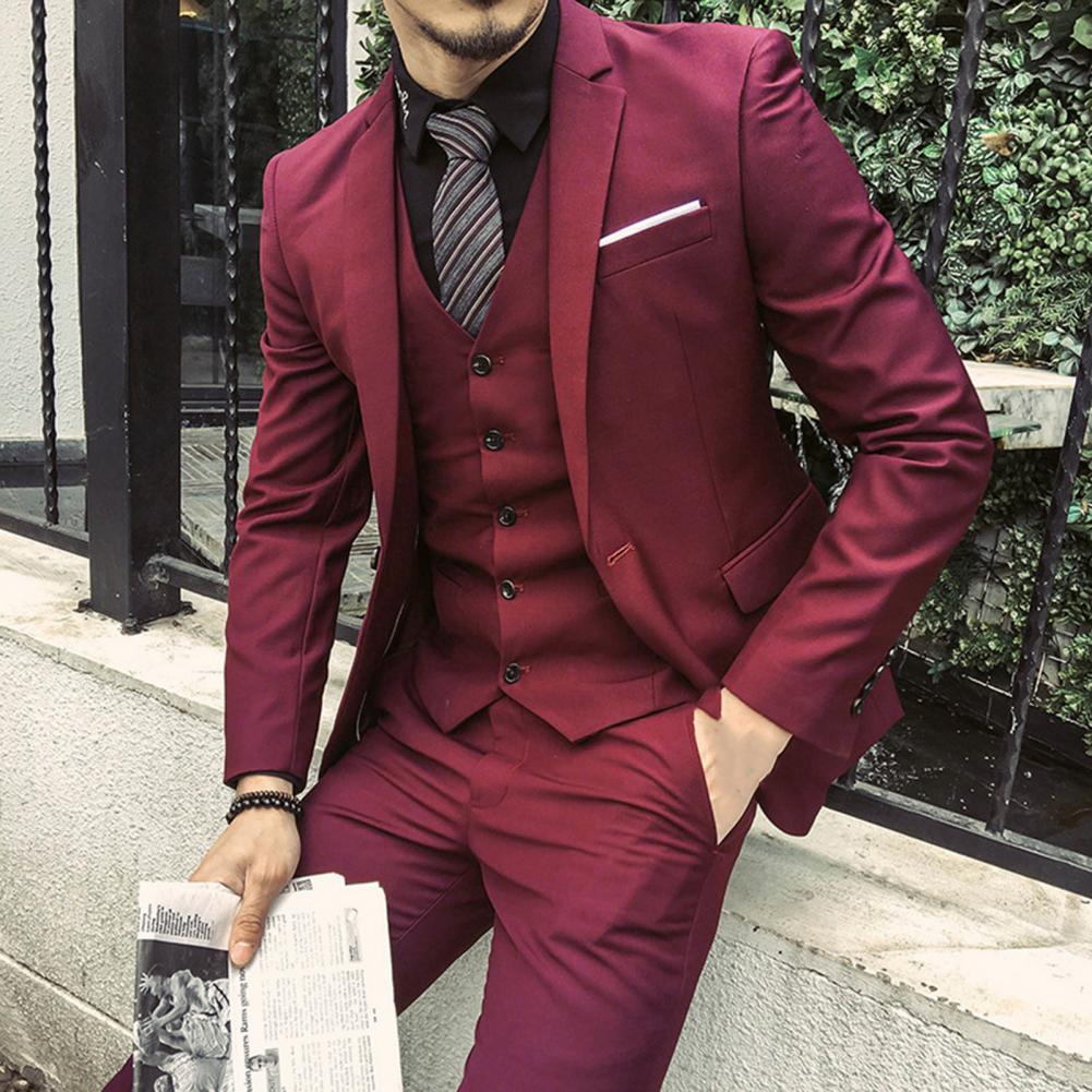 Men Blazers 3Pieces Sets Wedding Formal Elegant Business Luxury Full Vest Pants Coats Classic Jackets Suit Coat Blazers Trousers