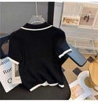 Ice silk knitted short sleeved T-shirt for women's summer 2024 new fashionable and stylish polo shirt top