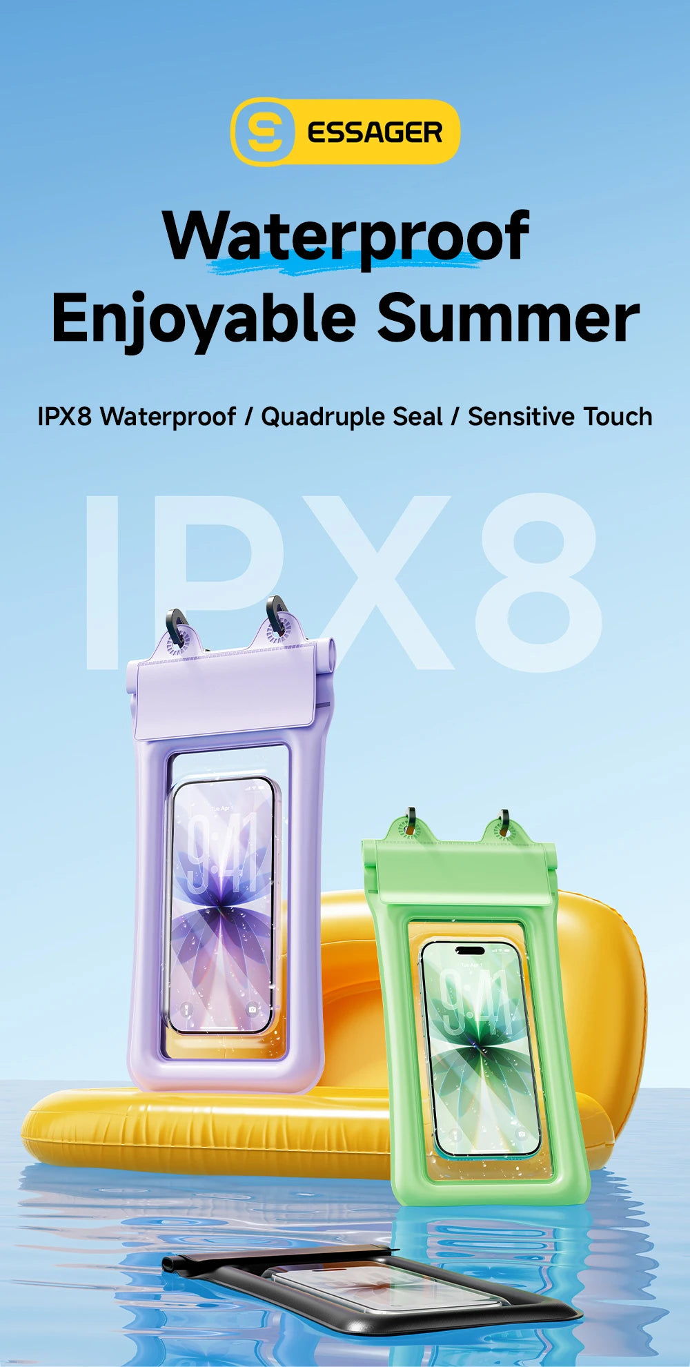 Essager Waterproof Phone Case Swimming Bag IPX8 Floating Bag Protect Pouch Cover For Phone Water Sports For iPhone Huawei Xiaomi