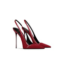 autumn new style wine red suede high-end versatile dress sandals elegant and beautiful pointed toe stiletto heels women's shoes