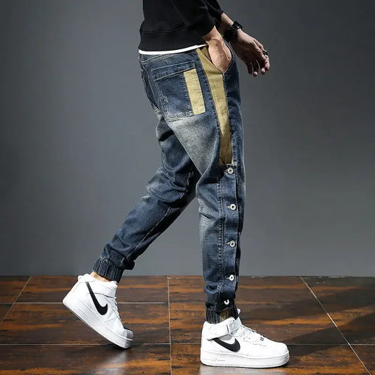 Elastic Man Cowboy Pants Stretch Y2k Vintage Designer Trousers 90s Streetwear Stacked Wide Leg Soft Denim Original Jeans for Men