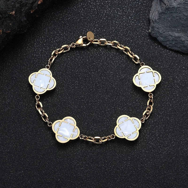 Stylish Petal Chan Bracelets for Men Boys,Waterproof Natural Shell Chain Links Wristband,Birthday Gift