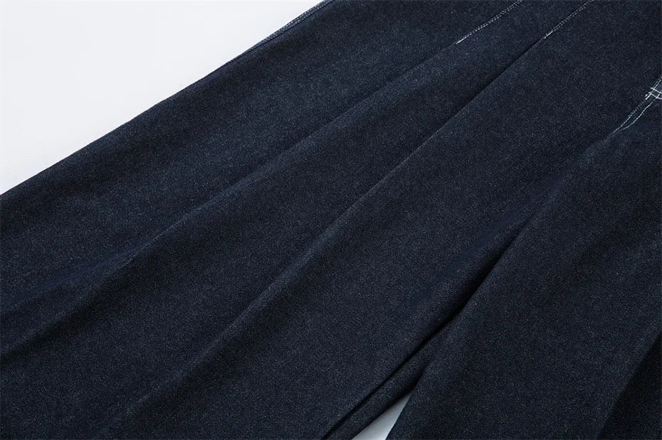 【Mirrordust】Pleated Baggy Jeans Men Loose Wide Leg Jeans Trousers Streetwear Harajuku Hip Hop Jeans Denim Pants