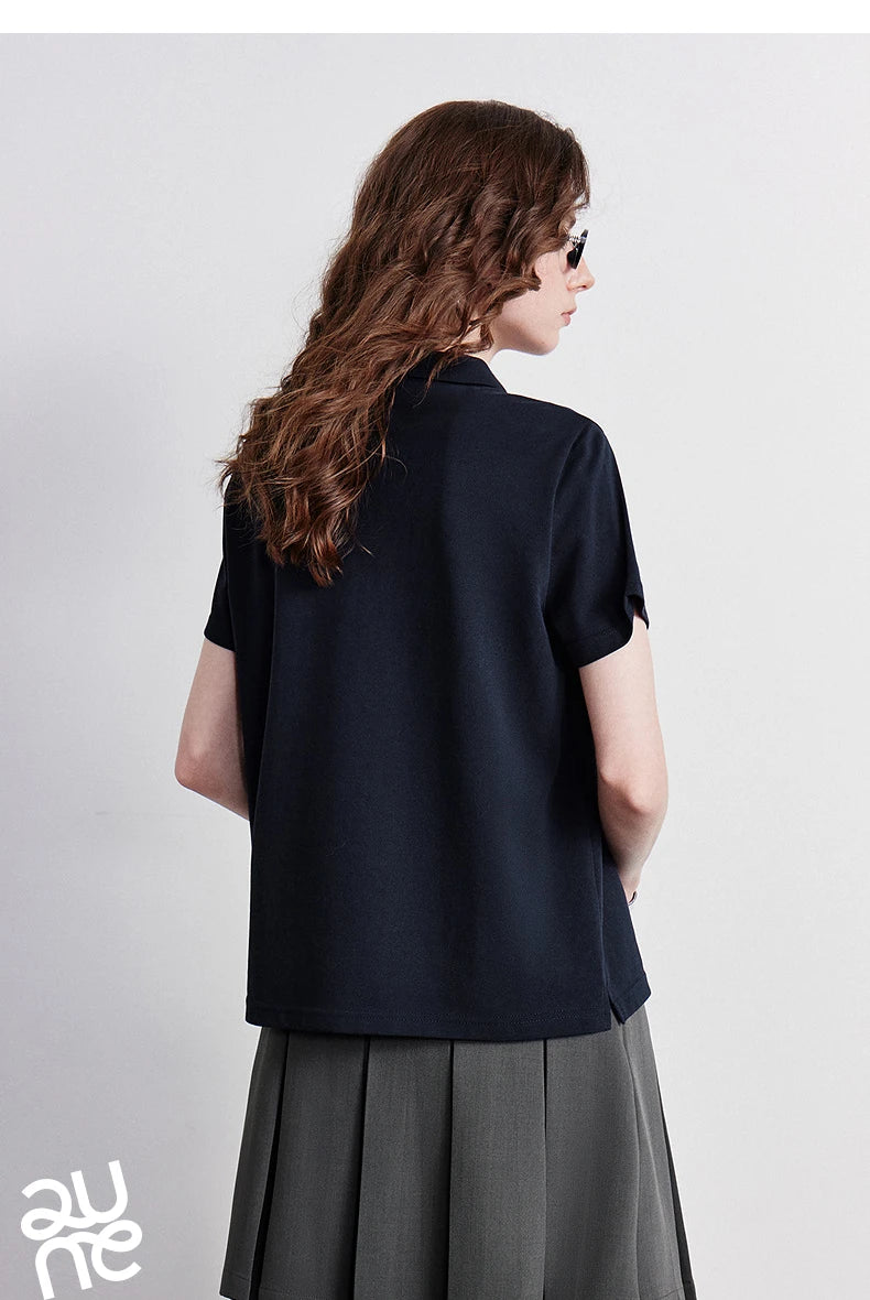 TOYOUTH Women Polo Shirt 2026 Summer New Breathable Short Sleeve Versatile Pullover Tops