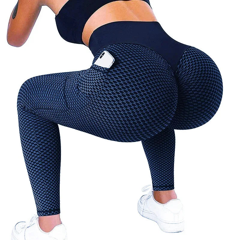 High Waist Yoga Pants with Pockets for Women Plus Size Tummy Control Gym Running Workout Butt Lifting Compression Leggings