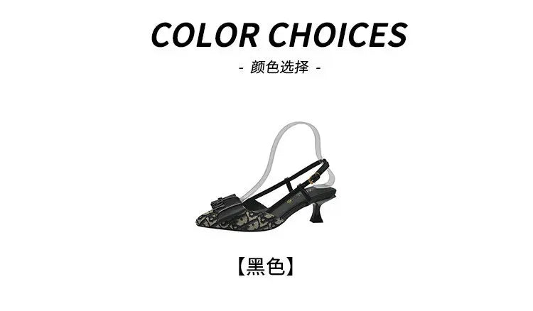 French Style Pointed Toe Backless Heeled Sandals Closed Toe Design Wide Width Plus Size Soft Comfortable High Heel Slip On Shoes
