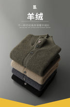 Luxury 100% Cashmere Cardigan for Men Mock Collar Thickening Sweater Autumn Winter Knitted Coat Soft Clothing Smart Casual Top