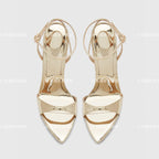 Fashionable and sexy high heels 2025 new pointed toe open toe straight buckle sandals for women's fashion plus size shoes