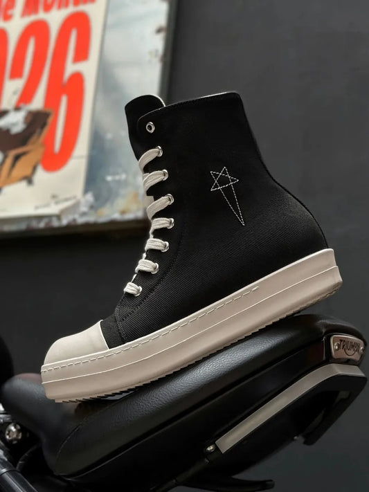 Ro Classic Design Black Canvas Boot High Top Shoe Men Casual Shoes Luxury Zipper Women Sneaker s Ankle Boots Sneakers