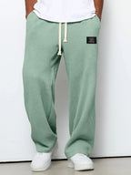 Men's spring-autumn trendy brand loose-fitting stretchy straight-leg sweatpants. Waffle fabric. Micro-bouncy sporty casual pants