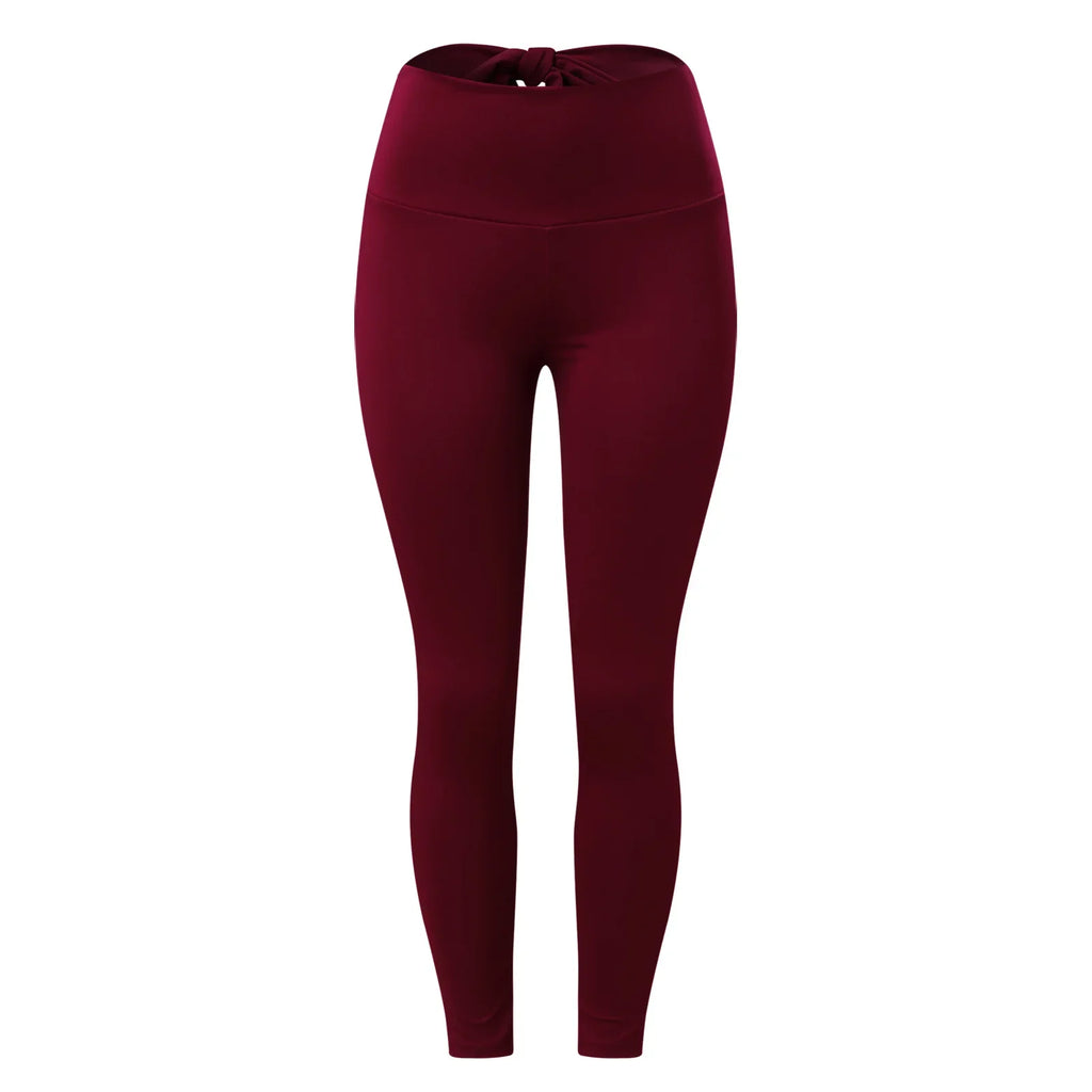 Womens Butt Lift High Waisted Yoga Pants Tummy Control Bow-Knot Tie Workout Leggings Sport Tights Running Leggings