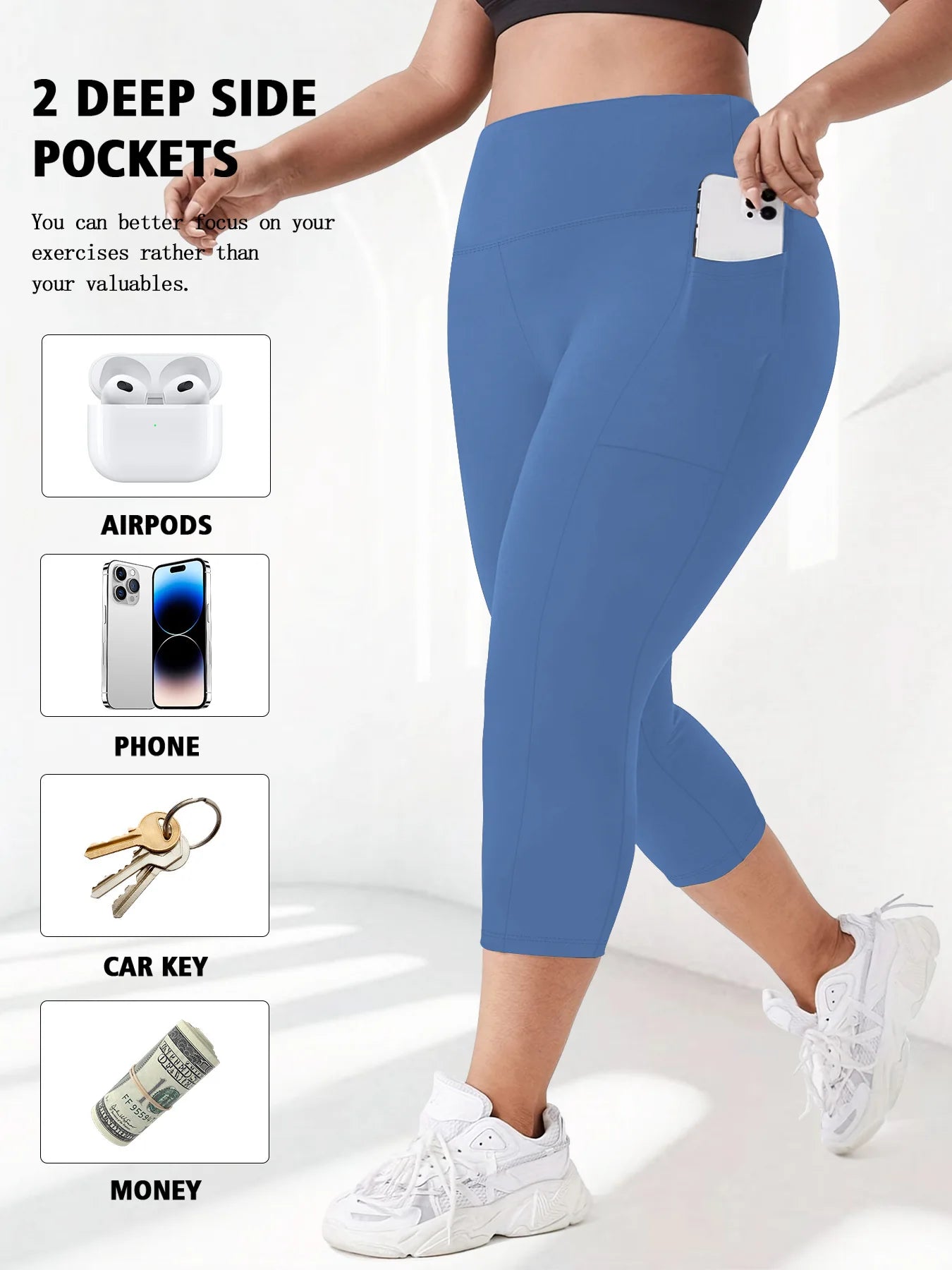 Women High Waist Plus Size 7/8 Yoga Leggings with Pockets Milk Silk Breathable Sport Women's pantss Base Leggings for Fitness