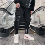 Y2K Joggers Cargo Pants For Men Casual Hip Hop Pocket Male Trousers Sweatpants Street Ribbons Techwear White Pant Pantalon Homme
