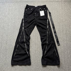 High Street RO Style Jeans Pants Men's Five Star Mang Ribbon Rotating Large Zipper Floor Pulling Horn Denim Streetwear Pants