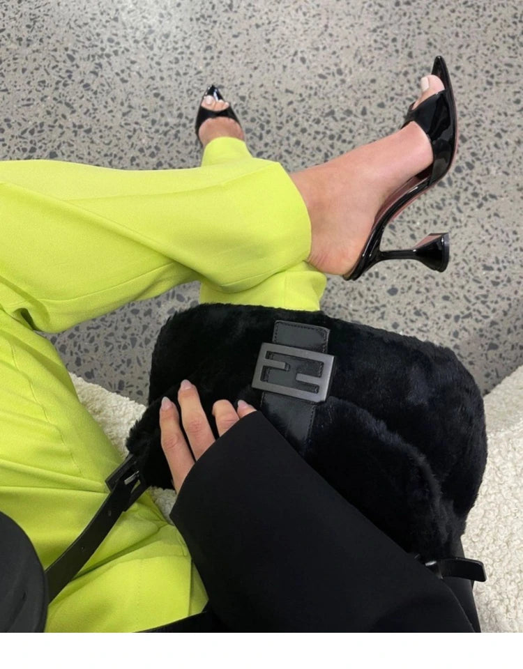 Europe and The United States 2023 Summer New Fish Mouth Shallow Mouth Half Slippers High Heels Women