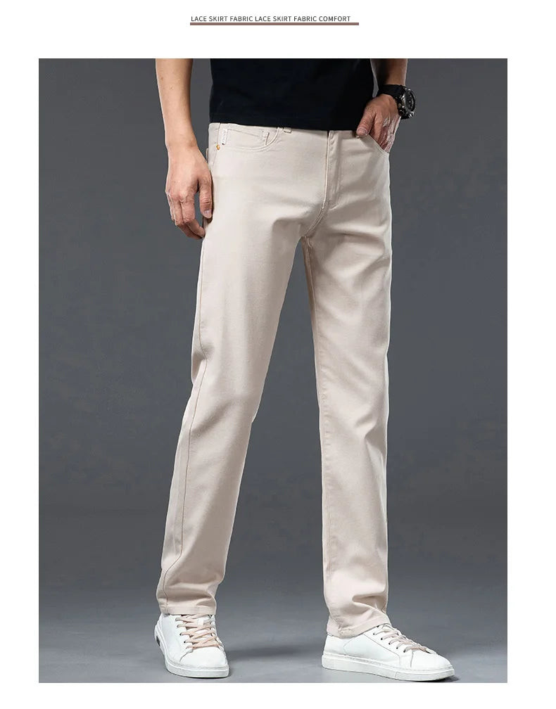 2026 Y2k Pants Men Thin Lyocell Spring Summer Classic Korean Youthful Vitality Men's  Jeans Lightweight Stretch Trousers