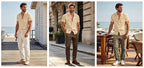 Men's Linen Blend Short Sleeve Button Down Shirt Casual Beach Top with Chest Pocket Breathable Lightweight Summer Shirts for Men