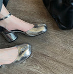 Tabi  Sandals Women Brand Designer Cross Ankle Strap Buckle Slingback Chunky High Heels 5CM Elegant Mary Jane Split-toe Shoes