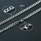 Vnox 3-7mm Cuban Chain Necklaces for Men Women, Stainless Steel Miami Curb Links Chain, Basic Cool Boy Collar