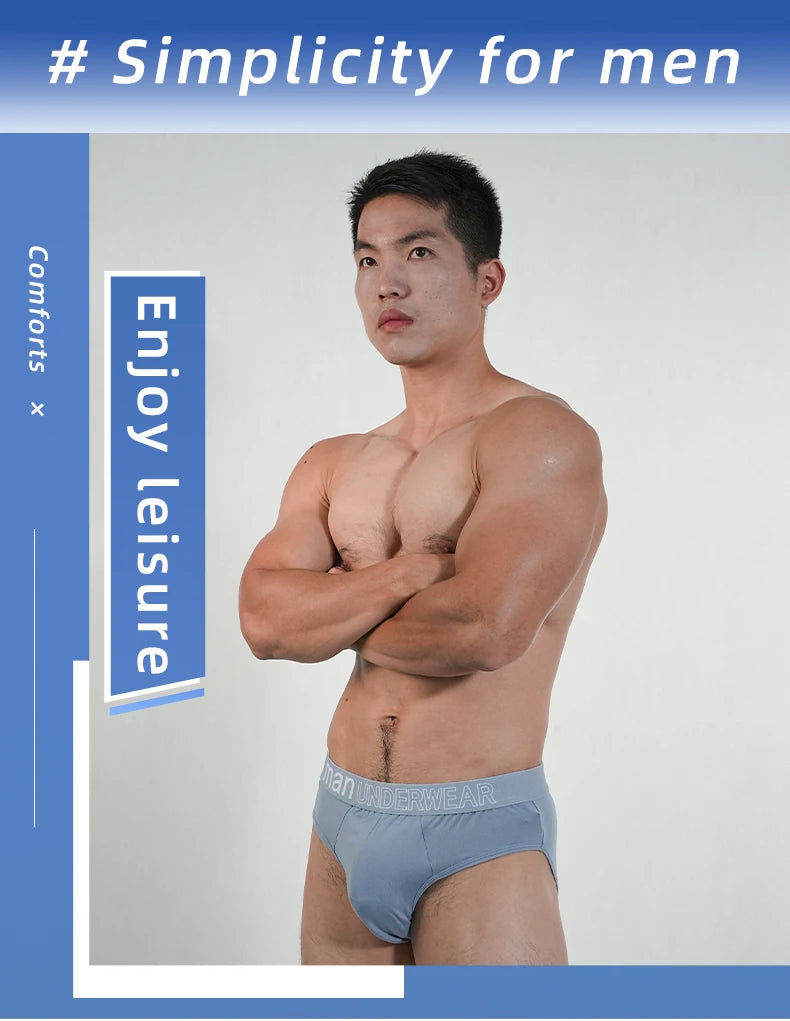 2pcs Fashion Mens Sports Briefs Sexy Triangle Short Panties Simple Male Underwear Everyday Comfortable Underpants Free Shipping