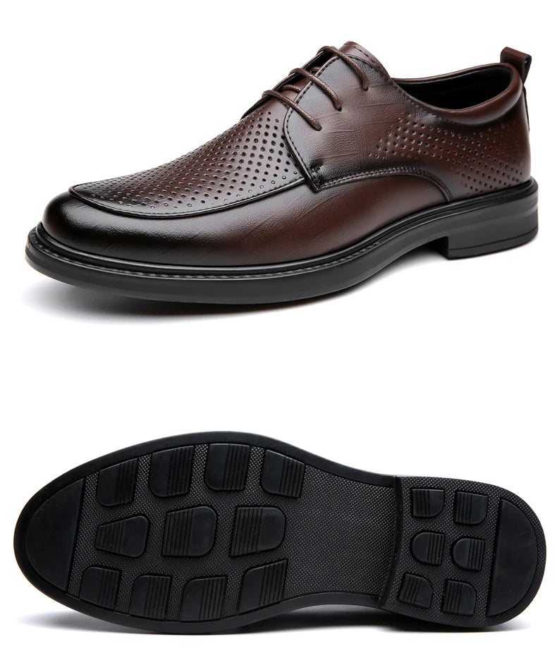 2026 Summer Hollow Out Breathable Deodorant Genuine Leather Business Dress Shoes British Style High-end Formal Shoes Hot Sale