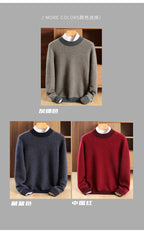 100% pure cashmere men's high-end brand semi-high neck thickened business casual autumn and winter mid-high neck base sweater
