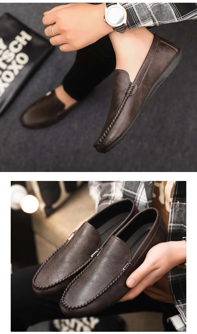 In 2025, the new men's casual soybean shoes are fashionable and versatile, and men's work shoes is black and brown  size 39-46.