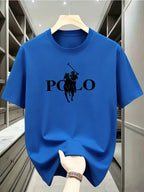 Men's Summer Simple and Fashionable Casual Business Short Sleeved T-shirt Round Neck Solid Color Sports Quick Drying Top