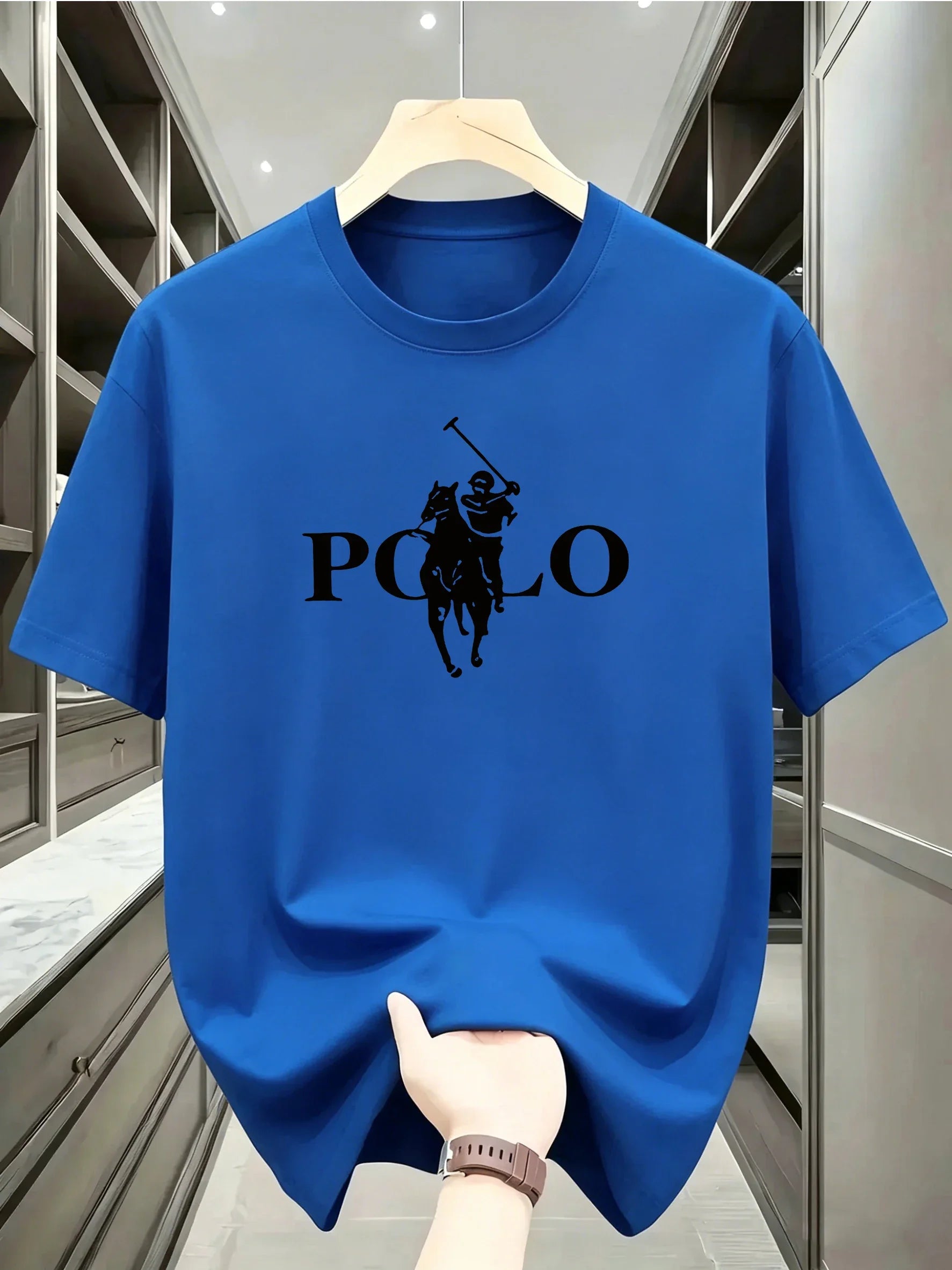 Men's Summer Simple and Fashionable Casual Business Short Sleeved T-shirt Round Neck Solid Color Sports Quick Drying Top