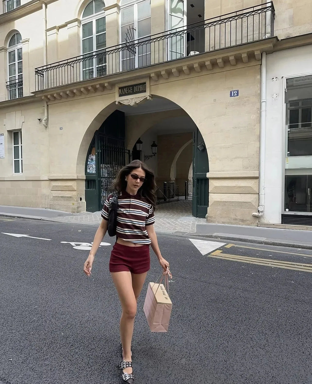 Summer Ladies Polo Shirts Woman Shorts Short Sleeve Brown Striped Vintage Clothes Polo Shirts Mujer Streetwear Crop Tops Casual