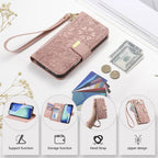 Compatible with iPhone 17/16e/15/14/13/12 Pro Max 16 Plus Lanyard Zipper Wallet Case Dual Card Holder Flip Stand Magnetic Buckle