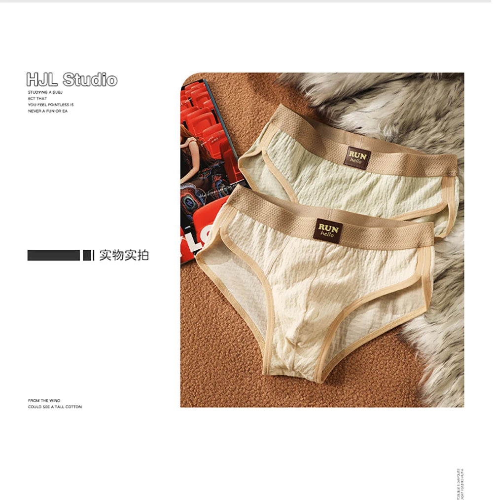 3PCS/Pack 100% Cotton Delicate Jacquard Men's Brief Antibacterial Breathable Crotch Men's Panties Soft Stretch Underwear for Man