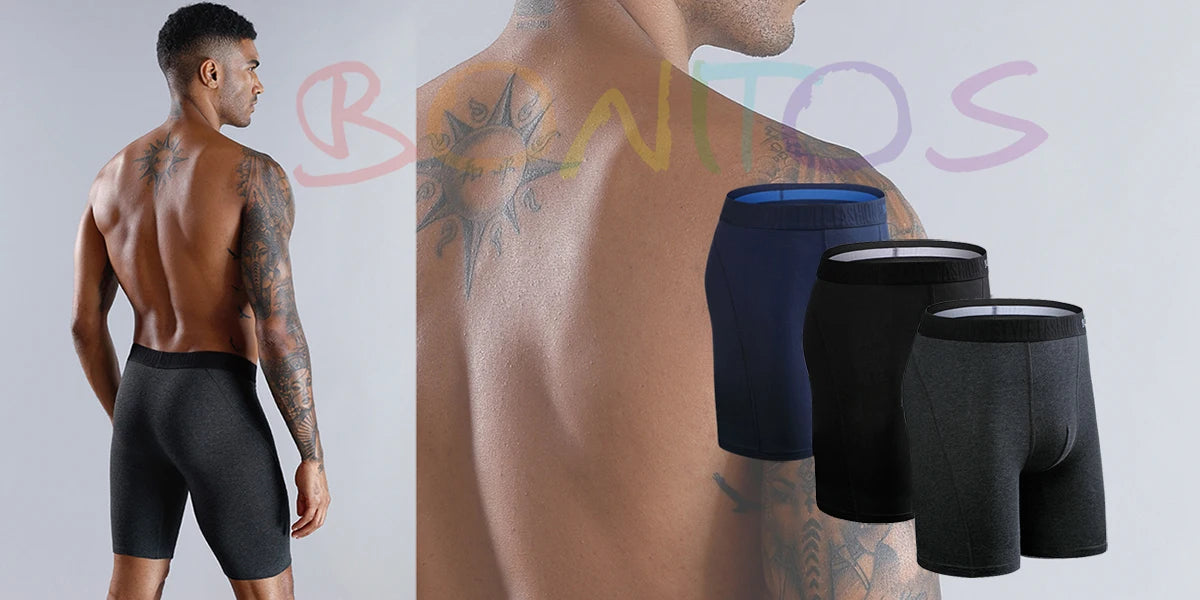 4pcs Long Men's Underpants Sports Leggings Boxer Shorts Mens Polyester Underwear Man Quick-Drying Boxer for Men Bottom Shorts
