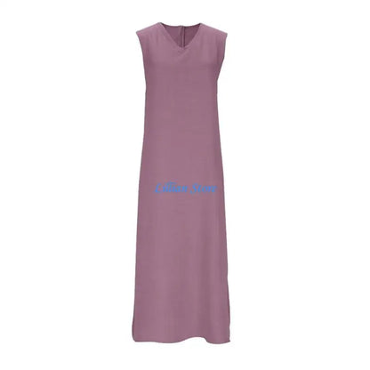 Q1FA Summer Dresses for Women Cotton Linen Maxi Dress Casual Sleeveless Long Sundress Vacation Outfits
