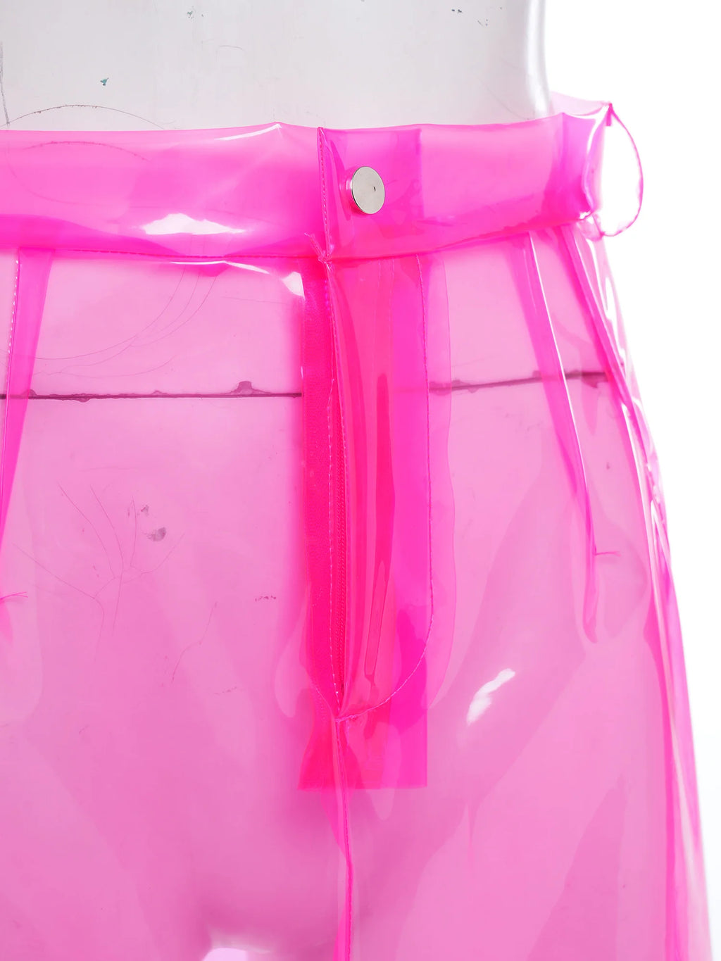Transparent Pvc Disco Jazz Dance Bodycon Skirt for Women High Waist Pencil Miniskirt with Pockets See Through Cover Up Clubwear