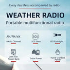 Multifunctional Portable Radio Hand Crank Solar Power FM AM WB NOAA Weather Radio Emergency LED Flashlight Flashlight Power Bank