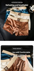 3PCS/Pack Luxury Ice Silk Satin-like Men's Panties Super Soft Boxer Homme Cool Breathable Comfortable Man Underwear Underpants