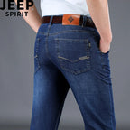 JEEP SPIRIT spring summer men's straight jeans casual loose mid-waist trousers all-match fashion business elastic denim pants