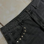 Washed Black Baggy Men Monster Tooth Embroidery Jeans Pocket Wide Leg Denim Pants Y2k Streetwear Hip Hop Loose Trousers Unisex