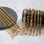 Gold Color Men's Chain Bracelet,Hiphop Stainless Steel Chunky Chain Wristband,Rock Punk Jewelry Gift for Dad Son BBF Him